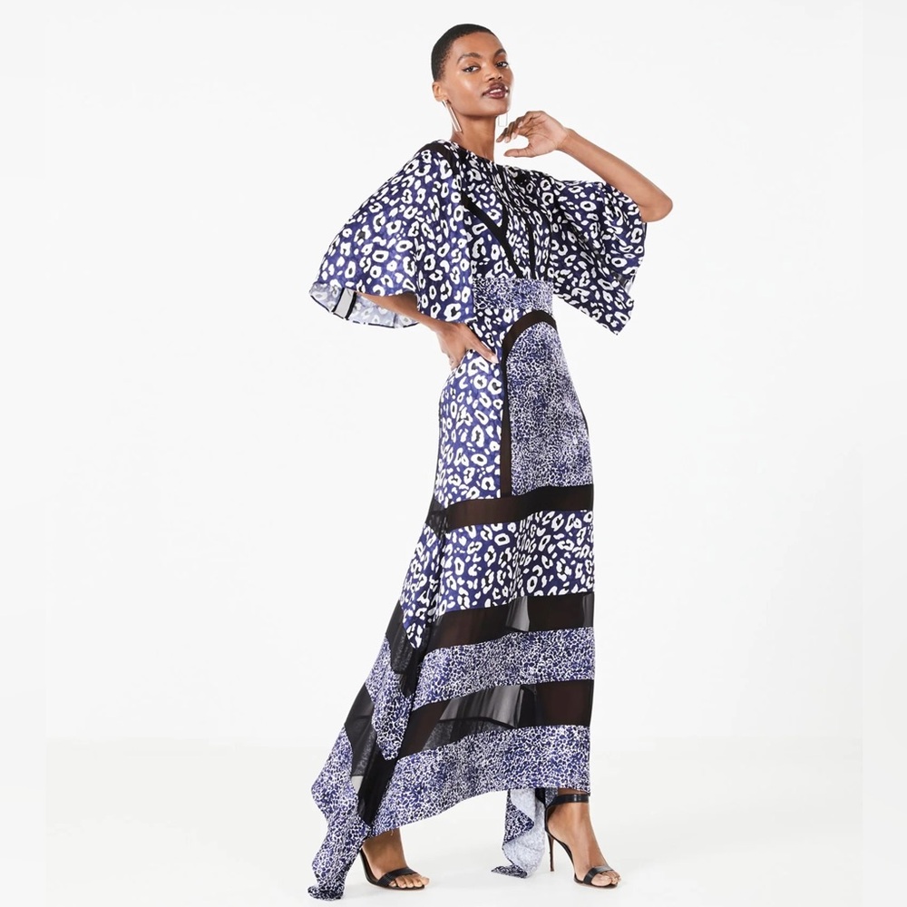 NWT BCBGMAXAZRIA Aurora Chiffon Cutout Maxi Dress - Size 2